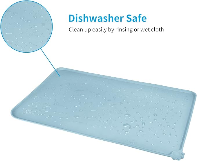 AUDWUD Silicone Waterproof Dog Cat Pet Feeding Mats,Anti Slip Pet Bowl Mats,Pet Feeding Mat, 24" x 16" - PAWPICO