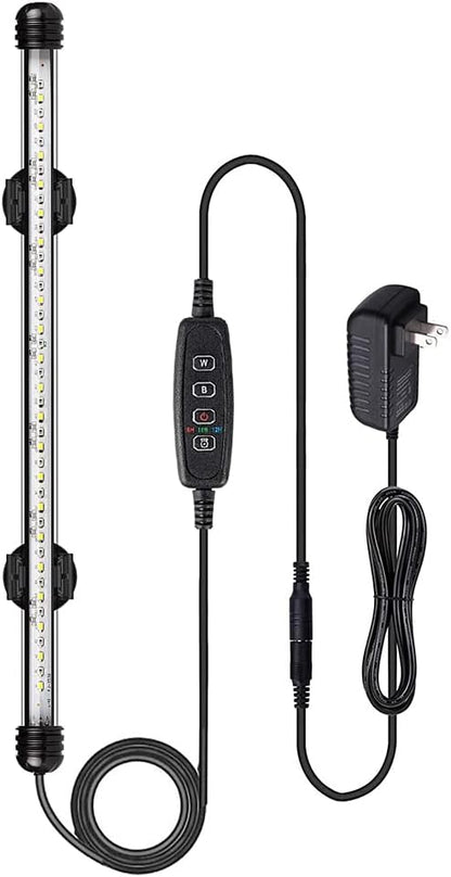 VARMHUS Submersible LED Aquarium Light,Fish Tank Light with Timer Auto On/Off Dimming Function,3 Light Modes Dimmable White-Blue,10 Brightness Levels Optional&3 Levels of timed Loop Function 15'' VARMHUS