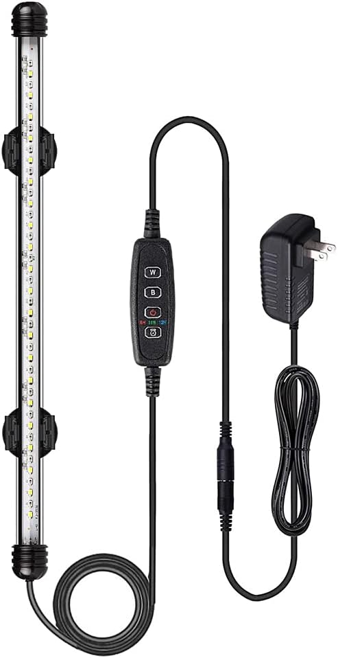 VARMHUS Submersible LED Aquarium Light,Fish Tank Light with Timer Auto On/Off Dimming Function,3 Light Modes Dimmable White-Blue,10 Brightness Levels Optional&3 Levels of timed Loop Function 15'' VARMHUS