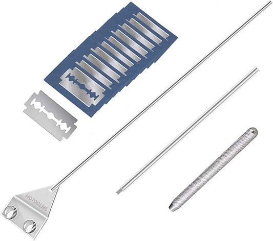 HOTOOLME Aquarium Scraper, 25.6" Stainless Steel Scraper Cleaning Razor with 10 Blades for Glass Aquarium Fish Tank HOTOOLME