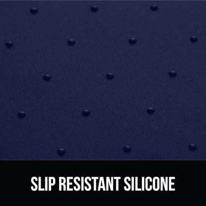 Gorilla Grip 100% Waterproof Raised Edge BPA Free Silicone Pet Feeding Mat, Dog Cat Food Mats Contain Spills Protects Floors, Placemats for Cats and Dogs Water Bowl, Pets Accessories 18.5x11.5 Navy - PAWPICO