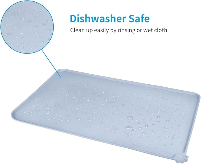 AUDWUD Silicone Waterproof Dog Cat Pet Feeding Mats,Anti Slip Pet Bowl Mats,Pet Feeding Mat, 24" x 16" - PAWPICO