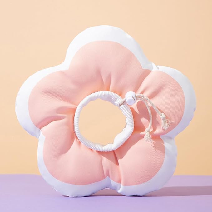 Soft Cat Cone Collar Waterproof Adjustable Pet E Collar Cute Pink Flower Collar for Cats Small Dogs Kitten Puppy After Surgery Prevent Licking (Pink,Medium) LAVVICHA