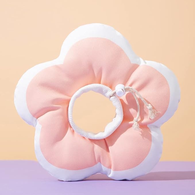 Soft Cat Cone Collar Waterproof Adjustable Pet E Collar Cute Pink Flower Collar for Cats Small Dogs Kitten Puppy After Surgery Prevent Licking(Pink,Small) LAVVICHA