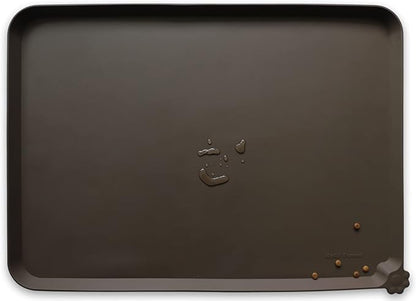 Hoki Found X-Large Silicone Pet Food Mats Tray - Non Slip Pet Dog Cat Bowl Mats Placemat - Dog Pet Cat Feeding Mat - Waterproof Dog Cat Food Mats -Pet Water Mats for Carpet - Coffee - PAWPICO