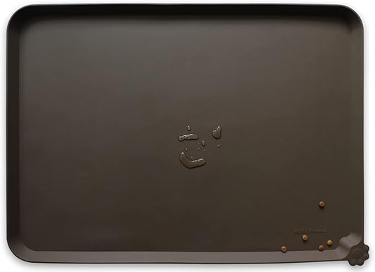 Hoki Found X-Large Silicone Pet Food Mats Tray - Non Slip Pet Dog Cat Bowl Mats Placemat - Dog Pet Cat Feeding Mat - Waterproof Dog Cat Food Mats -Pet Water Mats for Carpet - Coffee - PAWPICO