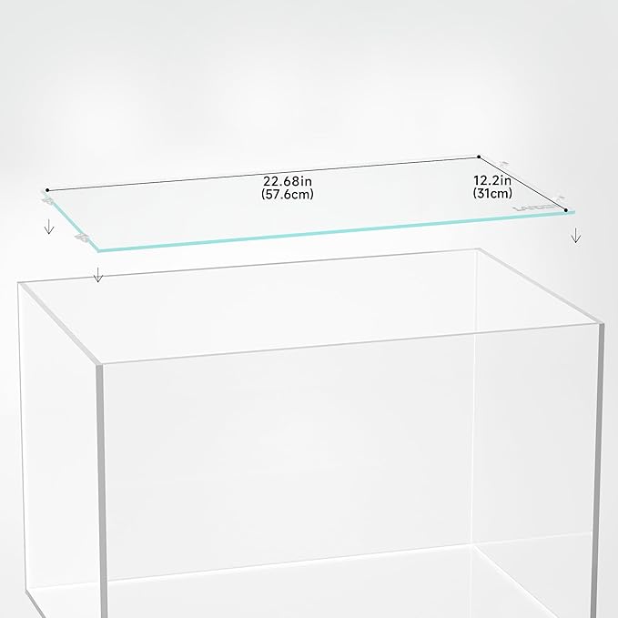 LANDEN 4mm Thick Clear Glass Aquarium Lid,Includes 4 Clips for Secure Placement, 576 x 310mm(22.68x12.2 inches) for 584-588 mm Inner Length Aquariums, Adapted to LANDEN SD604040 Landen