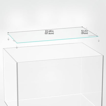 LANDEN 4mm Thick Clear Glass Aquarium Lid,Includes 4 Clips for Secure Placement, 576 x 310mm(22.68x12.2 inches) for 584-588 mm Inner Length Aquariums, Adapted to LANDEN SD604040 Landen