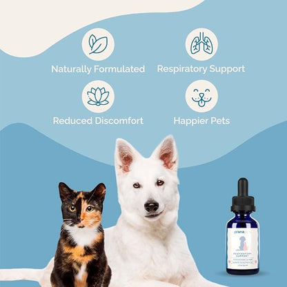 PranaPets Respiratory Support Supplement for Dogs & Cats | Naturally Promotes Optimal Respiratory Function in Pets | Safely aids with Symptoms of Seasonal Allergies PranaPets-HerbalRemedies
