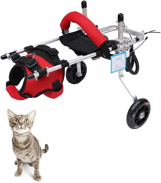 Cat Wheelchair Adjustable 2 Wheels Pet Wheelchair Lightweight Cat Barrier Wheels for Rehabilitation Aid for The Back Legs of Aging, Disabled, Injured, Arthritis, Weak Cats/Pets (S) PAWPICO