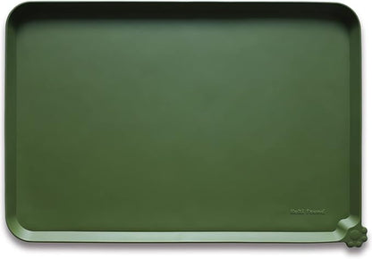 Hoki Found X-Large Silicone Pet Food Mats Tray - Non Slip Pet Dog Cat Bowl Mats Placemat - Dog Pet Cat Feeding Mat - Waterproof Dog Cat Food Mats -Pet Water Mats for Carpet -Dark Olive - PAWPICO
