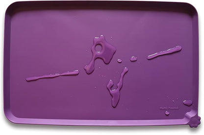 Hoki Found L Silicone Pet Food Mats Tray - Non Slip Pet Dog Cat Bowl Mats Placemat - Dog Pet Cat Feeding Mat - Waterproof Dog Cat Food Mats -Pet Water Mats for Carpet - Eggplant - PAWPICO