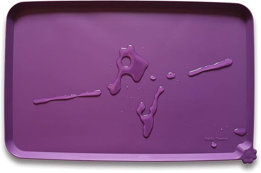 Hoki Found L Silicone Pet Food Mats Tray - Non Slip Pet Dog Cat Bowl Mats Placemat - Dog Pet Cat Feeding Mat - Waterproof Dog Cat Food Mats -Pet Water Mats for Carpet - Eggplant - PAWPICO