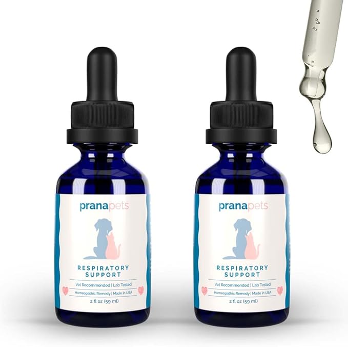 PranaPets Respiratory Support Supplement for Dogs & Cats | Naturally Promotes Optimal Respiratory Function in Pets | Safely aids with Symptoms of Seasonal Allergies PranaPets-HerbalRemedies