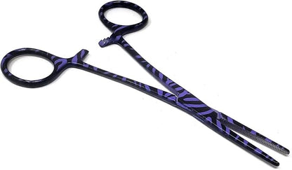 Dog Pet Ear/Nose Hair Puller Grooming Hemostat Locking Forceps Pliers, 5.5" (14cm), Straight (Purple Swirls) A2Z+SCILAB