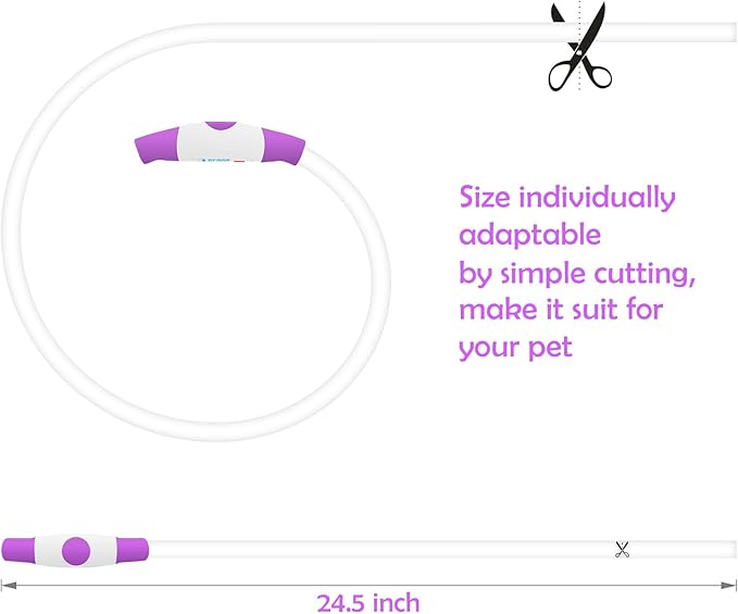 Light up Dog Collar, BSEEN USB Rechargeable Flash Dog Necklace Light, Pet Safety Collar Makes Your Beloved Dogs Be Seen at Night for Small Medium Large Dogs(Purple) BSEEN