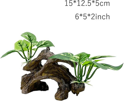 Smoothedo-Pets Fish Tank Decorations Aquarium Decor Ornaments Betta Silk Leaf pad Hammock Artifical Driftwood Cave Goldfish Bowl Accessories (Type-A) EnvironmentFriendlyArtificialPlasticPlantAquariumDecoration