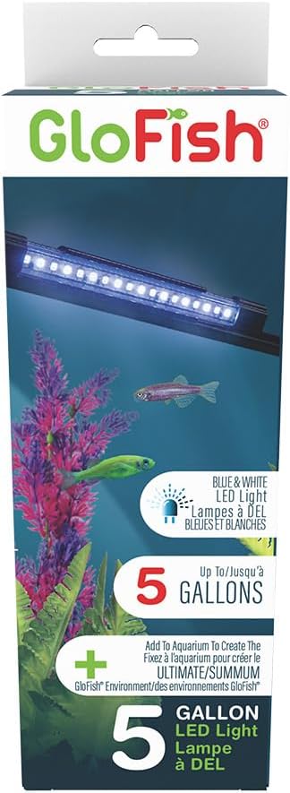 GloFish 6-Inch LED Light Stick for Fish Aquariums Up to 5 Gallons, 1 Count, with White and Blue LED Lights GloFish