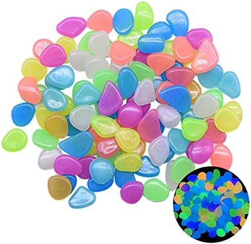 Oubest Glow in The Dark Pebbles/Glow Stones/Glowing Rocks Blue Decor for Garden/Fish Tank/Aquarium/Walkway/Driveway/Plant Pots/Bonsai (500, Multi-Colored) Outbest
