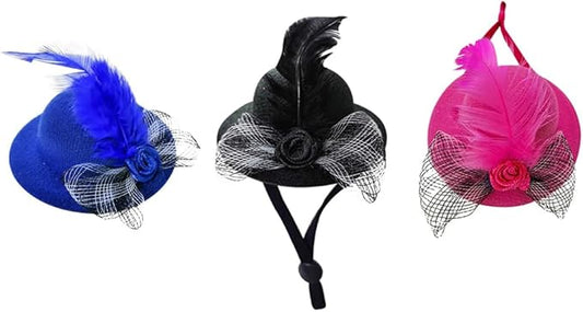 3Pcs Chicken Hats for Hen Small Helmets for Real Chicken Pet Chicken Top Hat with Adjustable Elastic Chin Strap Chicken Accessories Halloween Animal Costumes Hat for Bird, Black Rose Blue, LXLVOUEG LXLVOUEG