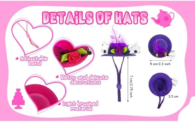 6 Pieces Chicken Hats for Hen Mini Hat Chicken Helmet Accessories Feather Top Hat Funny Small Hat Tiny Pet Hat with Adjustable Elastic Chin Strap for Animal Costume PAWPICO