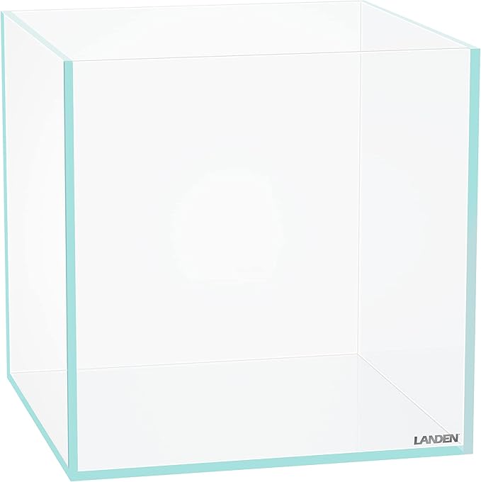 LANDEN 25C 3.7 Gallon Cube Rimless Low Iron Aquarium Tank, W9.84×D9.84×H9.84 in(25x25x25cm) 5mm Thickness with Nano Foam Leveling Mat Included Landen