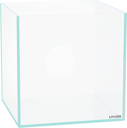 LANDEN 25C 3.7 Gallon Cube Rimless Low Iron Aquarium Tank, W9.84×D9.84×H9.84 in(25x25x25cm) 5mm Thickness with Nano Foam Leveling Mat Included Landen