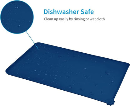 AUDWUD Silicone Waterproof Dog Cat Pet Feeding Mats,Anti Slip Pet Bowl Mats,Pet Feeding Mat, 28" x 18" - PAWPICO