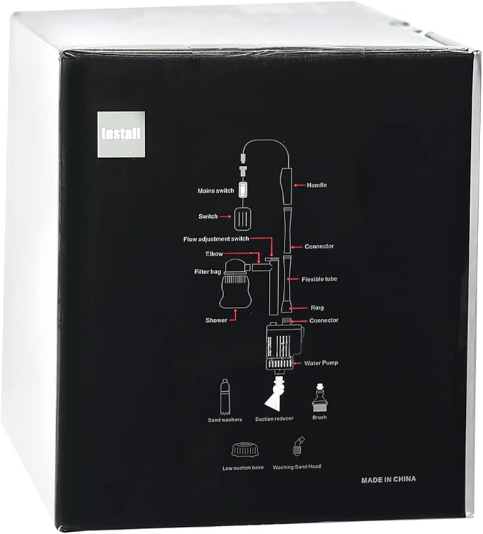 boxtech Upgraded Electric Aquarium Cleaner, 12V DC/28W Auto Fish Tank Gravel Cleaning kit 6 in 1 Change Water and Wash Sand Filter for Aquarium 10-200 Gallon Boxtech