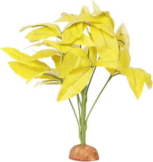 Fake Yellow Money Tree Plant, Reptile Decor for Terrarium, Crested Gecko Tank Accessories fit Leopard Gecko Bearded Dragon Lizard Chameleon Snake Tortoise WOLEDOE