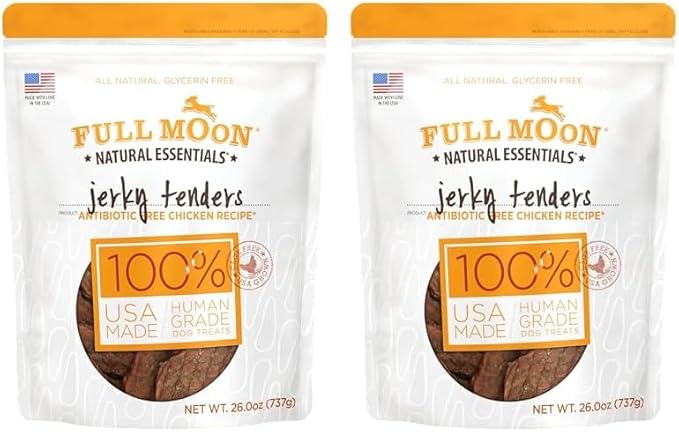 Full Moon Chicken Jerky Tenders Healthy All Natural Dog Treats Human Grade Made in USA 26 oz (Pack of 2) - PAWPICO