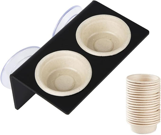 Paper Feeding Cups Samll 0.5 oz Gecko Food and Water Feeding Dish Ledge Accessories Bowls for Crested Gecko Lizards Reptiles Pets (Ledge+20cups) QIHYCUF