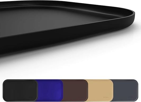 Silicone Pet Feeding Mat with Raised Edge, Dog Cat Bowl Mats for Food and Water, Pet Placemat for Floors Waterproof, 19” x 12” x 0.7” Black - PAWPICO