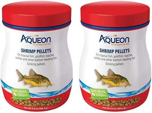 Aqueon Shrimp Pellets Sinking Food for Tropical Fish, Goldfish, Loaches, Catfish and Other Bottom Feeding Fish, 6.5 Ounces (Pack of 2) Aqueon