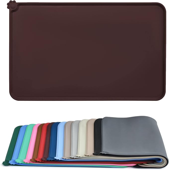 AUDWUD Silicone Waterproof Dog Cat Pet Feeding Mats,Anti Slip Pet Bowl Mats,Pet Feeding Mat, 24" x 16" - PAWPICO