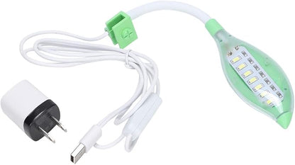 Clip On Aquarium LED Light, Mini USB Tortoise Fish Tank Aquarium LED with No Strobe, Clip On Leaf Head Ligh with US Plug 100-240V, for Aquatic Plant Growing(green blue white light) DAUERHAFT