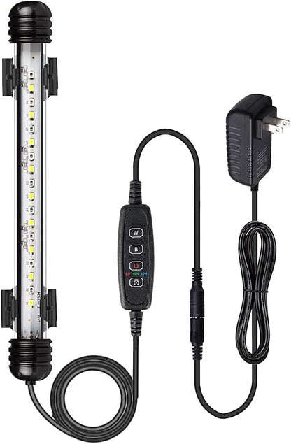 VARMHUS Submersible LED Aquarium Light,Fish Tank Light with Timer Auto On/Off Dimming Function,3 Light Modes Dimmable White-Blue,10 Brightness Levels Optional&3 Levels of timed Loop Function 7.5'' VARMHUS
