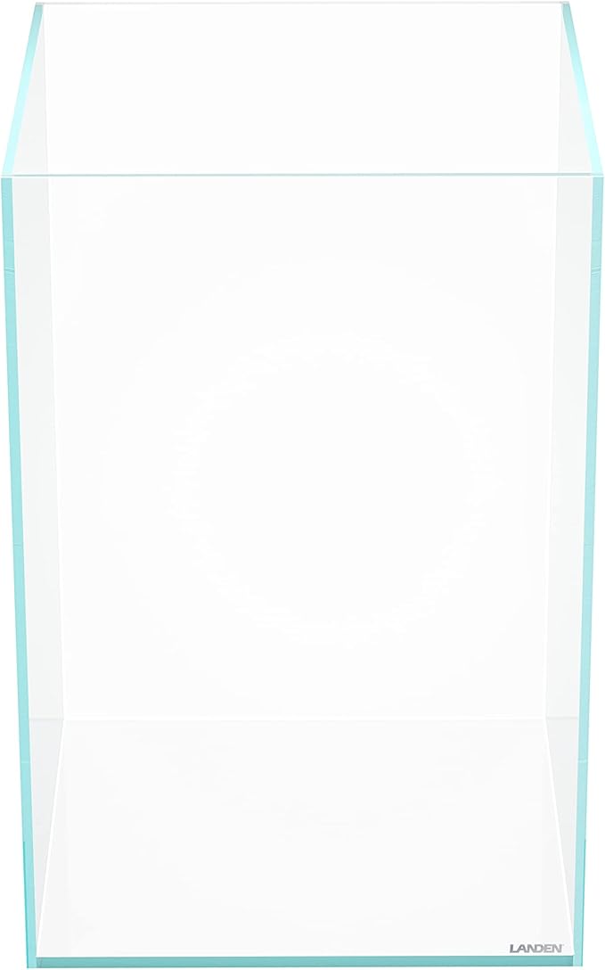 LANDEN Tall Tank, Rimless Low Iron Tank 10GAL 11.8" L × 11.8" W × 17.7" H (30X30X45) cm Small Aquascape Fish Tank, Vertical Aquascape Tank, Black Leveling Mat Included Landen