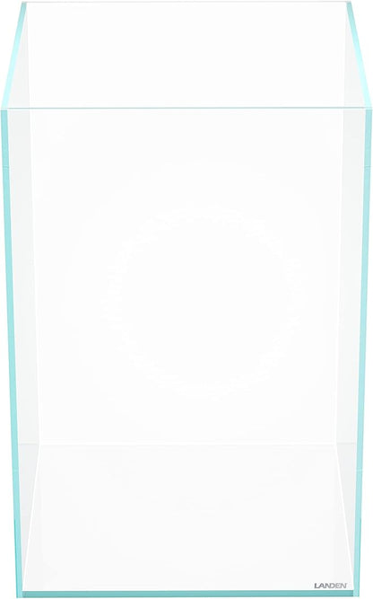 LANDEN Tall Tank, Rimless Low Iron Tank 10GAL 11.8" L × 11.8" W × 17.7" H (30X30X45) cm Small Aquascape Fish Tank, Vertical Aquascape Tank, Black Leveling Mat Included Landen