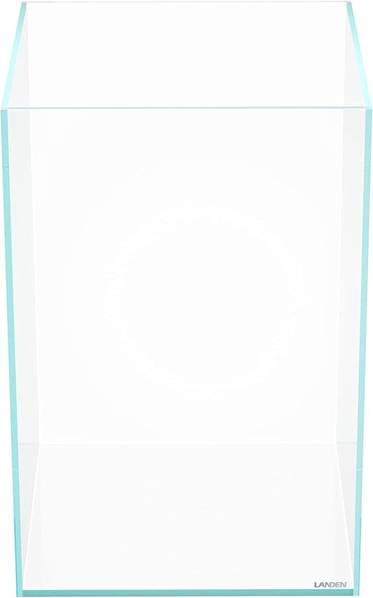 LANDEN Tall Tank, Rimless Low Iron Tank 10GAL 11.8" L × 11.8" W × 17.7" H (30X30X45) cm Small Aquascape Fish Tank, Vertical Aquascape Tank, Black Leveling Mat Included Landen