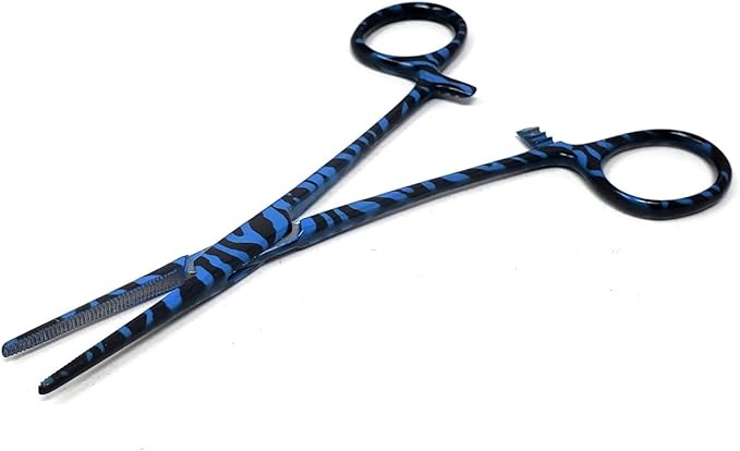 Dog Pet Ear/Nose Hair Puller Grooming Hemostat Locking Forceps Pliers, 5.5" (14cm), Straight (Blue Swirls) A2Z+SCILAB