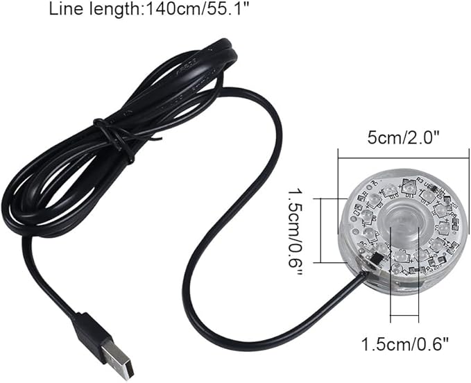 Fish Tank Light, Waterproof LED Aquarium Submersible Light USB Multicolor Decoration Light with Suction Cup for Fish Tanks Coral Tanks Aquatic Plant Tanks Mioyoow