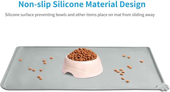 AUDWUD Silicone Waterproof Dog Cat Pet Feeding Mats,Anti-Slip Pet Bowl Mats,Pet Feeding Mat - PAWPICO