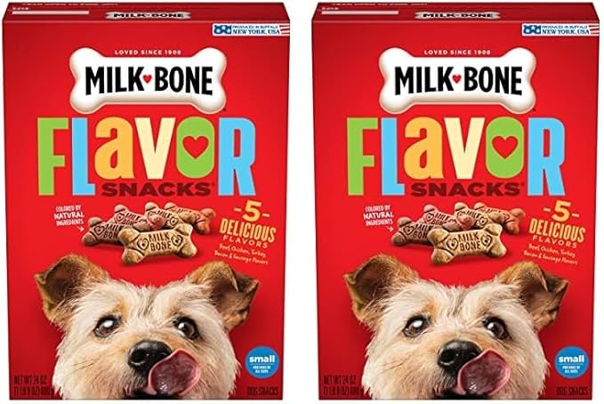 Milk-Bone Flavor Snacks Dog Treats, Small Biscuits, 24 Ounce Crunchy Texture Helps Reduce Tartar (Pack of 2) - PAWPICO
