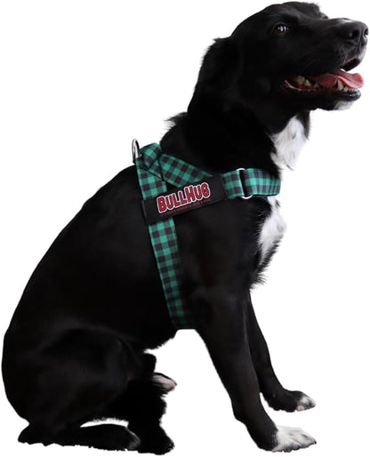 BULLHUG Harness – Made for Larger Chested Dogs Like English Bulldogs, French Bulldogs, Pugs & More. Stops Dogs from Pulling & Choking on Walks (Green Buffalo, Medium) BULLHUG