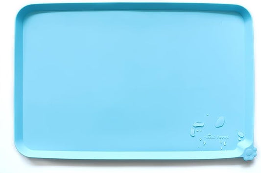 Hoki Found L Silicone Pet Food Mats Tray - Non Slip Pet Dog Cat Bowl Mats Placemat - Dog Pet Cat Feeding Mat - Waterproof Dog Cat Food Mats -Pet Water Mats for Carpet -Arctic - PAWPICO