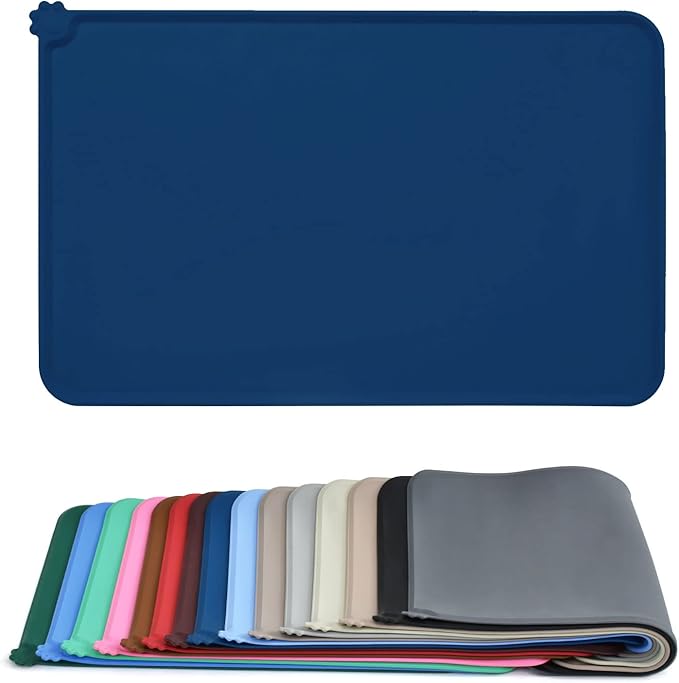 AUDWUD Silicone Waterproof Dog Cat Pet Feeding Mats,Anti Slip Pet Bowl Mats,Pet Feeding Mat, 28" x 18" - PAWPICO