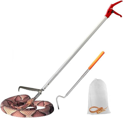 Snake Tong Rattle Snake Reptile Catcher Grabber,with Wide Jaw and Comfortable Grip Handle, Handling Tool Equipped with Snake Hook and Bagging,More Professional PAWPICO
