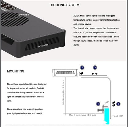 Aquarium Light 35 Watts Gree LED Colorful Spectrum 2 Channels Reef Light with Timer Sunrise Sunset Moonlight for Coral SPS LPS Saltwater Fish Nano Reef Tank (10 to 24 Inches in Length) PAWPICO