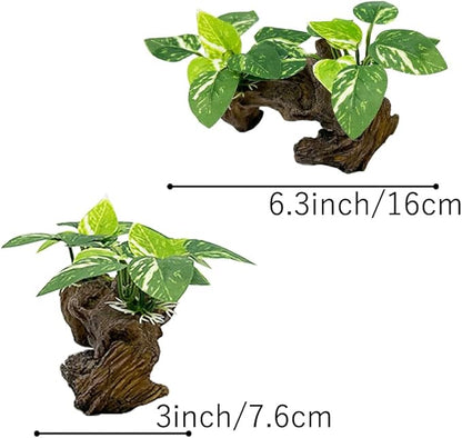 Smoothedo-Pets Fish Tank Decorations Aquarium Decor Ornaments Betta Silk Leaf pad Hammock Artifical Driftwood Cave Goldfish Bowl Accessories (Type-D) EnvironmentFriendlyArtificialPlasticPlantAquariumDecoration